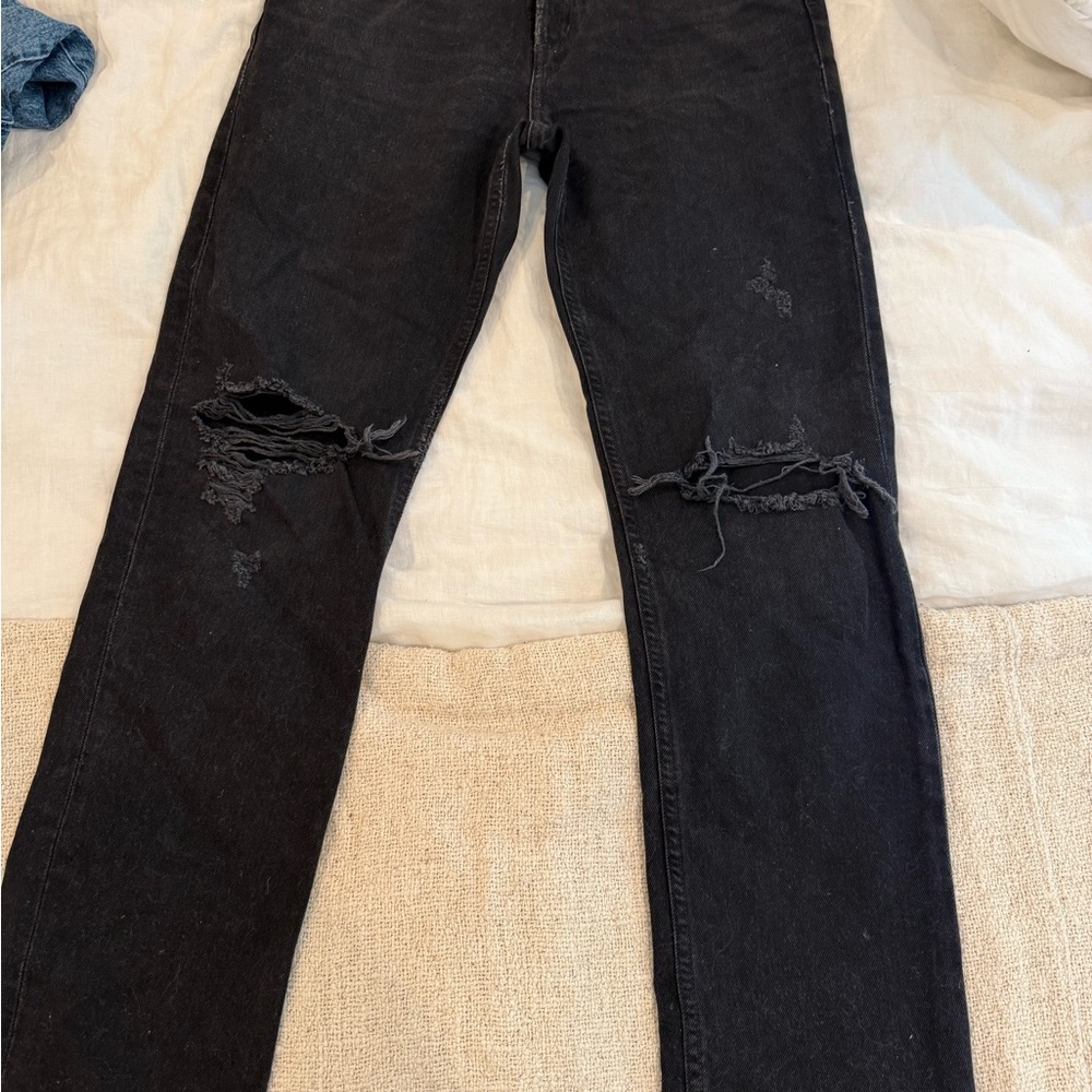 Agolde Black High Rise Jeans Distressed